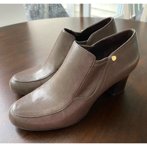 FRANCO SARTO Taupe Leather 2.75" Heel Loafer Shoes Slip On Size 8.5 M NEW IN BOX - Picture 10 of 12